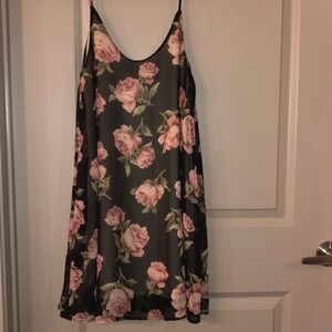 Black & Pink Floral Tank Dress